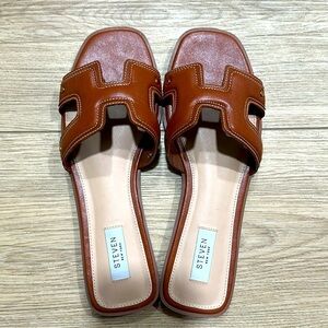 STEVEN Harlien slide sandals cognac brown size 10
